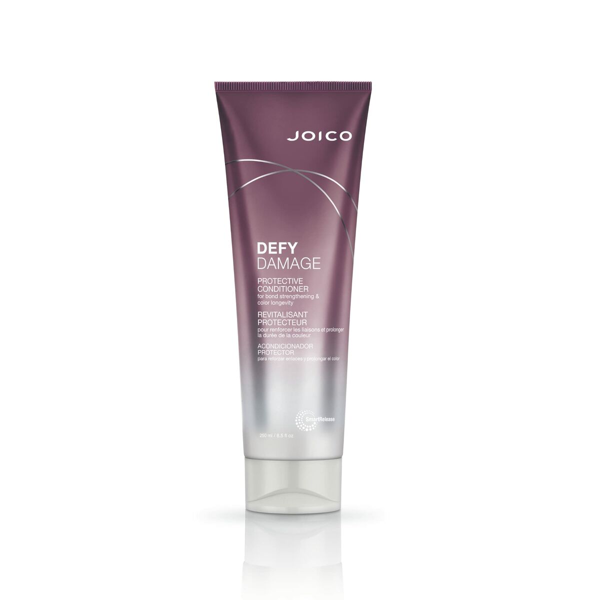 Après-shampooing Joico Defy Damage 250 ml, revitalisant protecteur pour cheveux colorés et abîmés, non testé sur animaux.