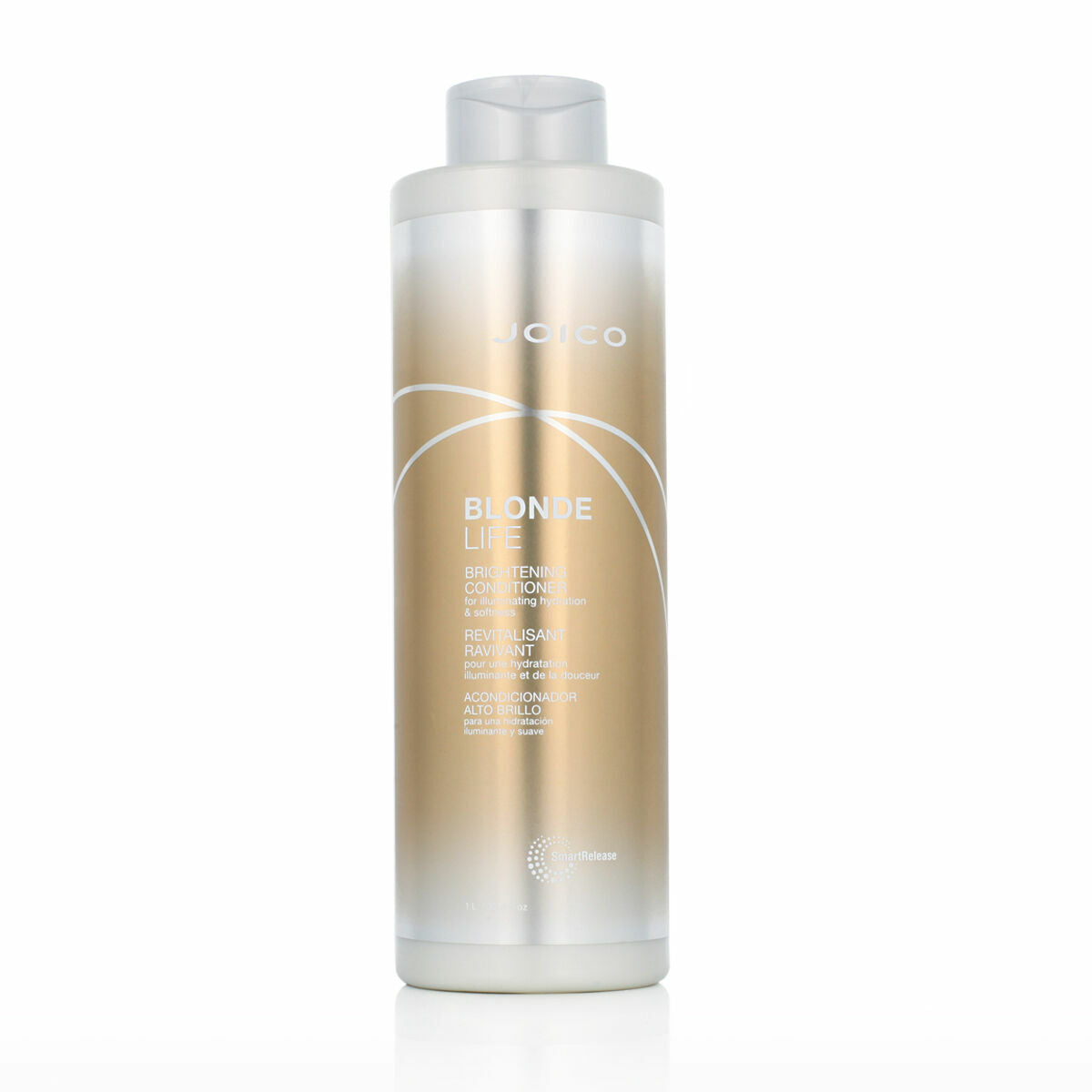 Conditionneur Raviveur de Couleur Joico BLONDE LIFE 1L, hydratant pour cheveux blonds, bouteille élégante.