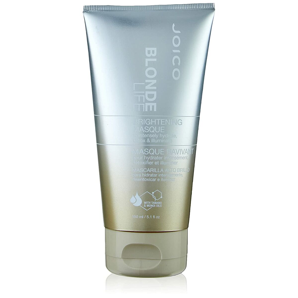 Masque revitalisant Joico Blonde Life 150 ml pour cheveux blonds, hydratant et éclaircissant, offrant brillance et soin.