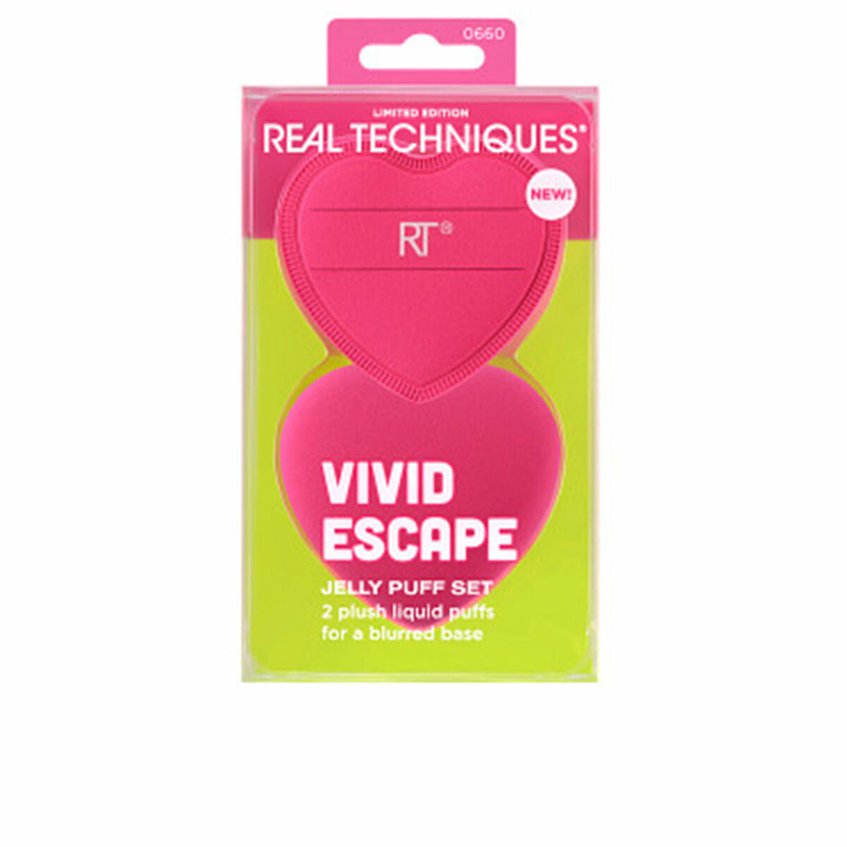 Éponges de maquillage Real Techniques VIVID ESCAPE 2 pièces, parfaites pour un maquillage soigné et professionnel.