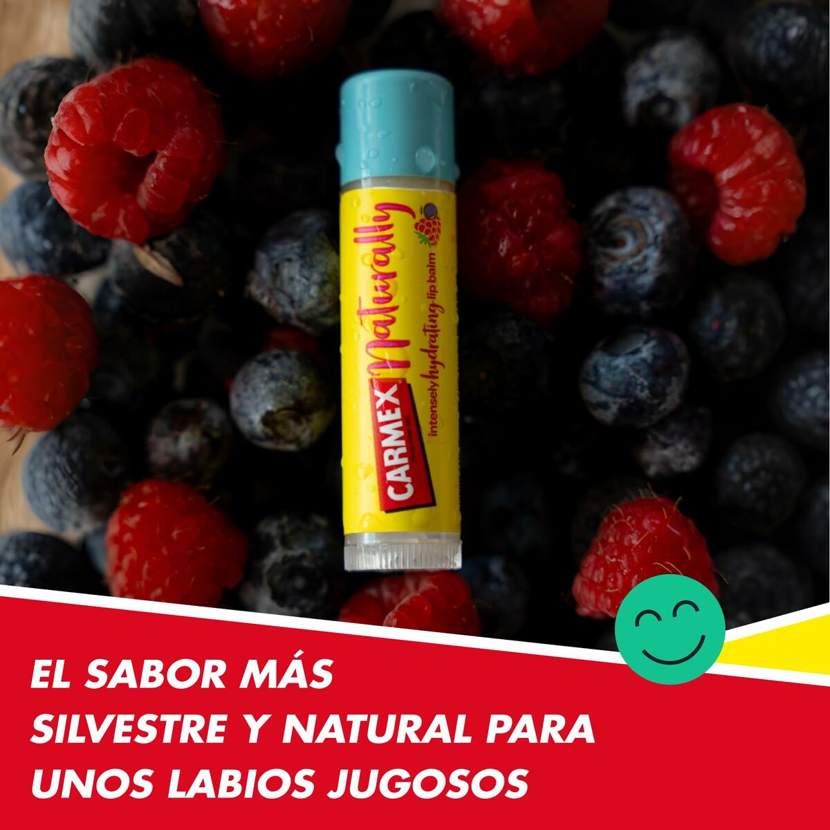 Baume hydratant Carmex Hi Anti-Age fruits rouges pour lèvres, pour des lèvres douces et volumineuses.
