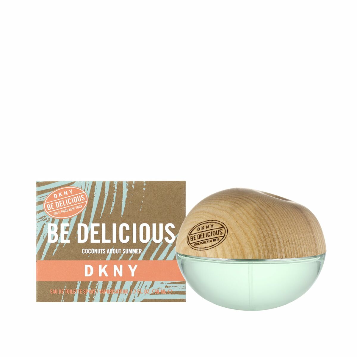 Parfum Femme DKNY Be Delicious Coconuts About Summer EDT 50ml avec emballage en bois, parfum frais et féminin.