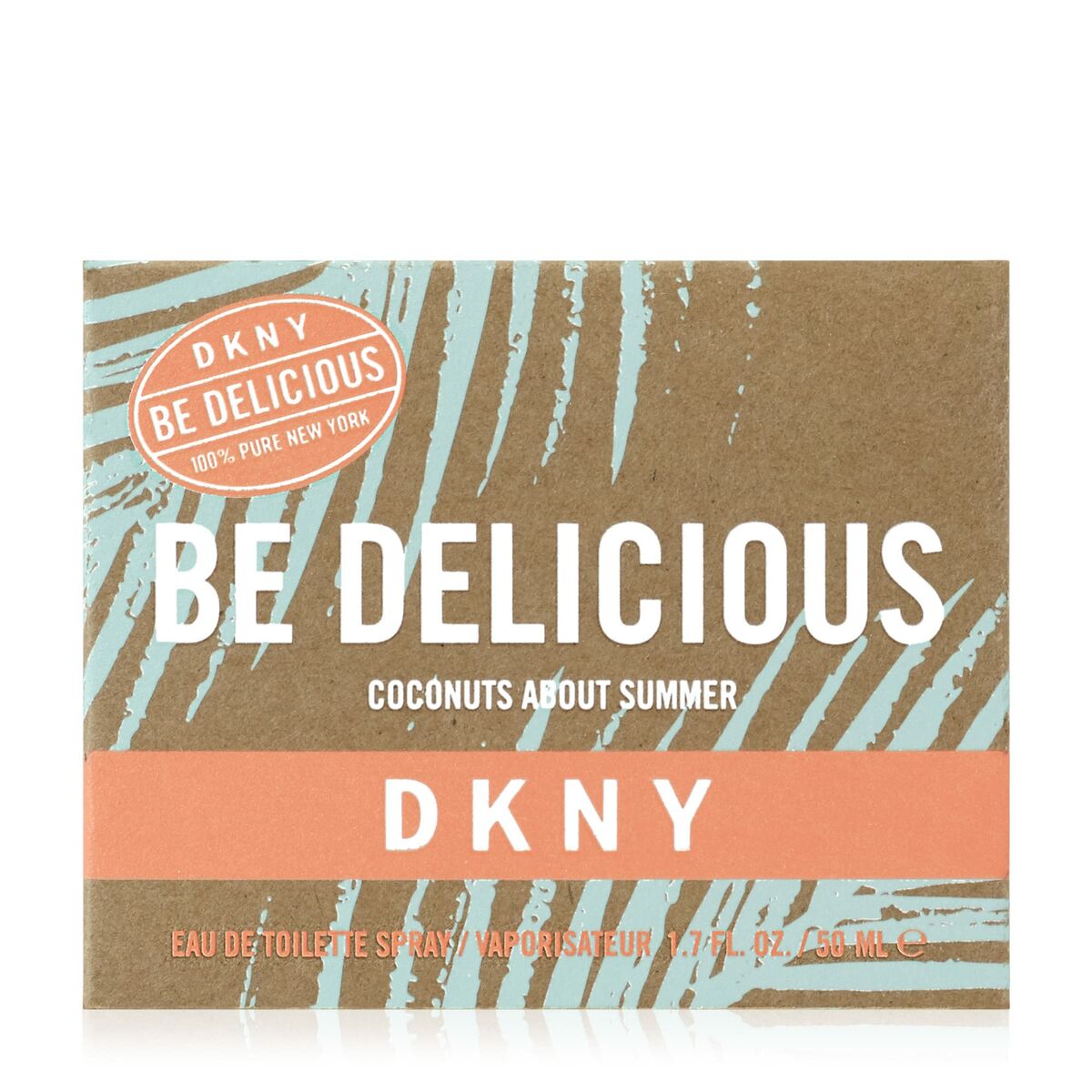 Parfum DKNY Be Delicious Coconuts About Summer EDT packaging, 50 ml, showcasing summer scents and vibrant design.