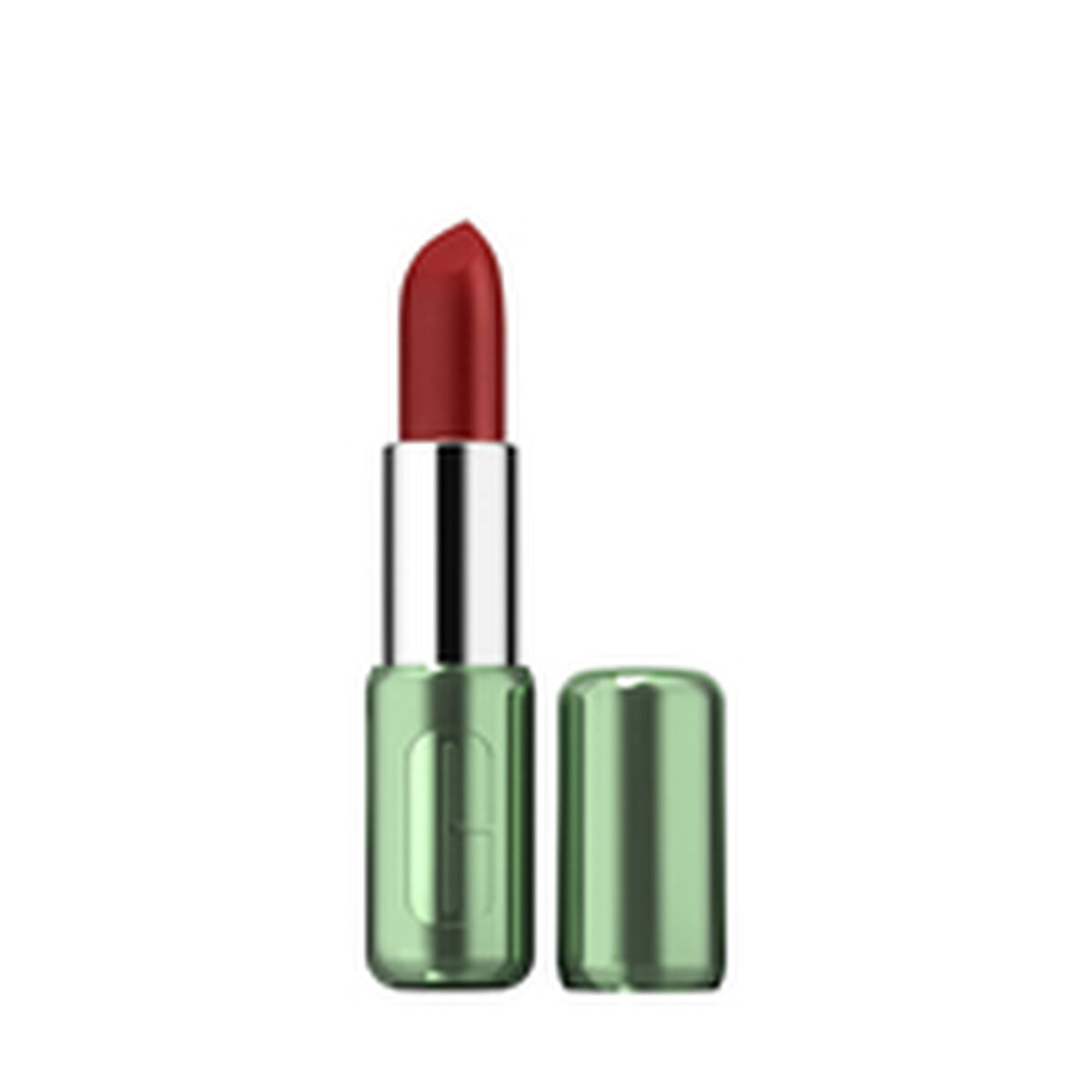Rouge à lèvres Clinique POP LONGWEAR Icon Pop 3,9 g, couleur rouge, tube vert éco-responsable.
