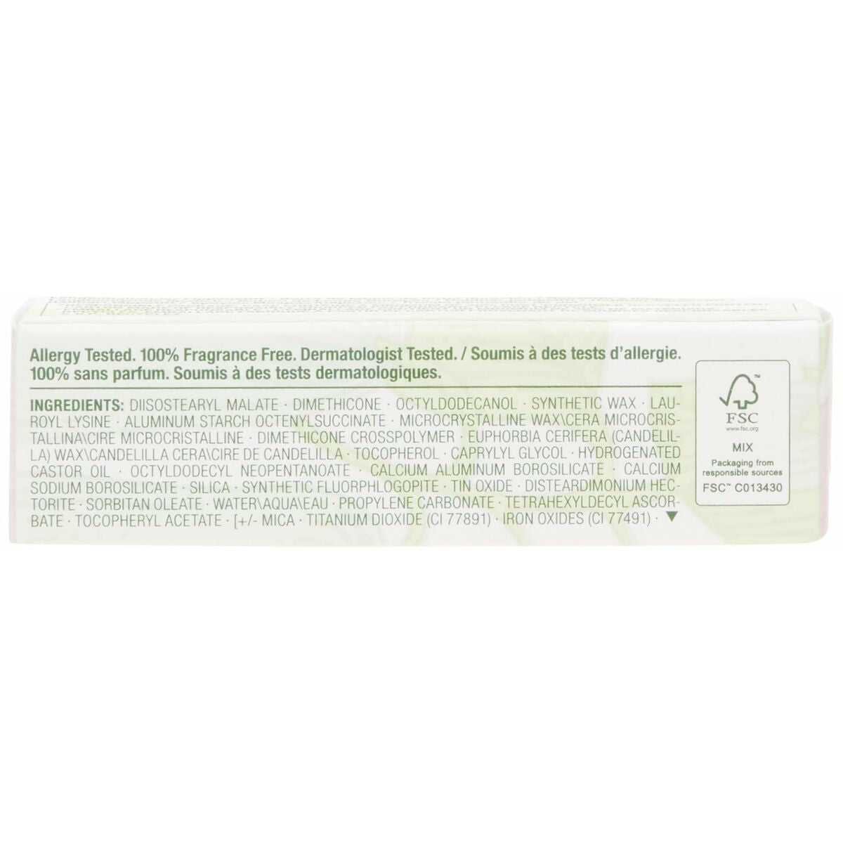 Ingredients list for Clinique POP LONGWEAR Icon Pop lipstick, highlighting allergy-tested and fragrance-free features.