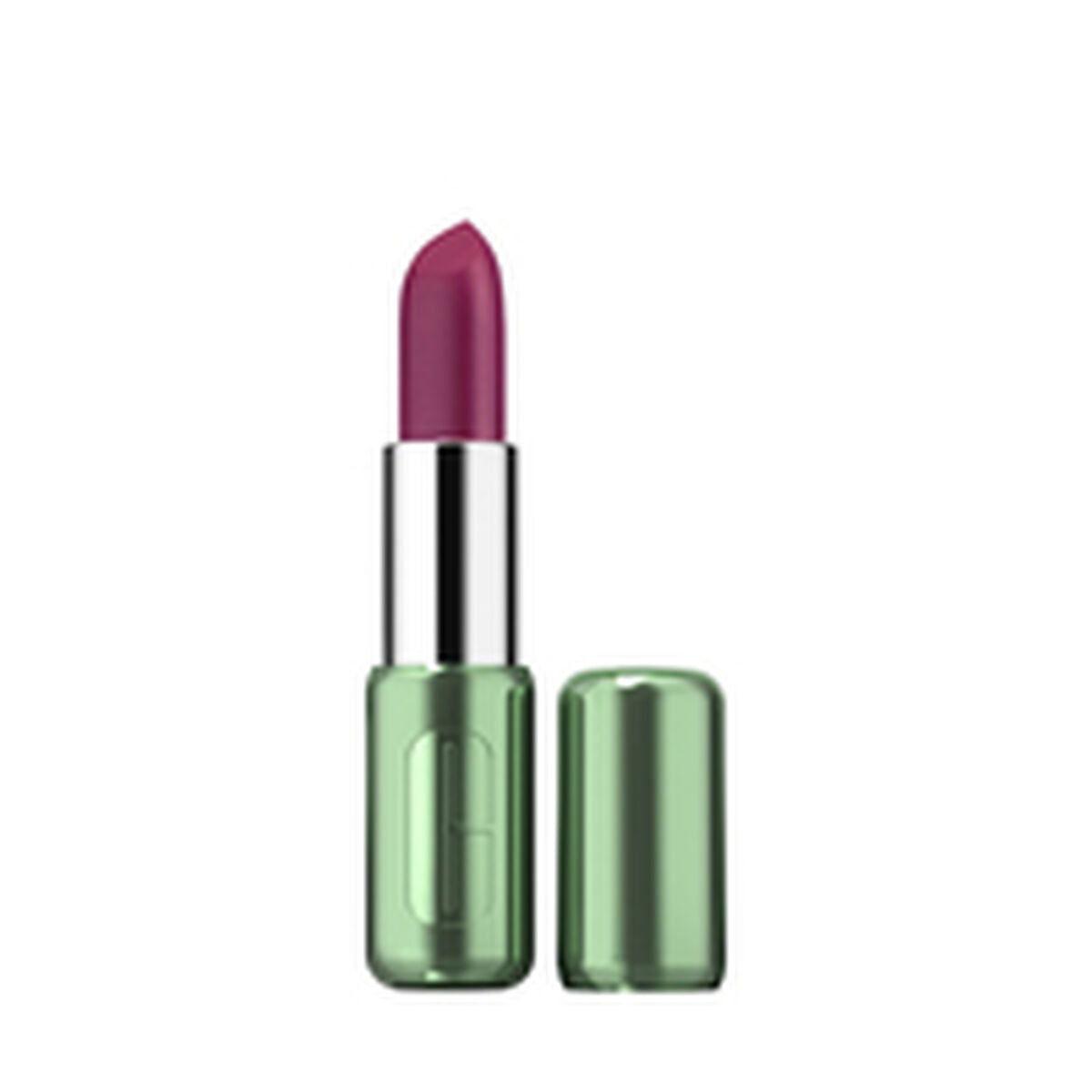 Rouge à lèvres Clinique POP LONGWEAR 3,9 g avec finition brillante, couleur mauve, emballage vert.