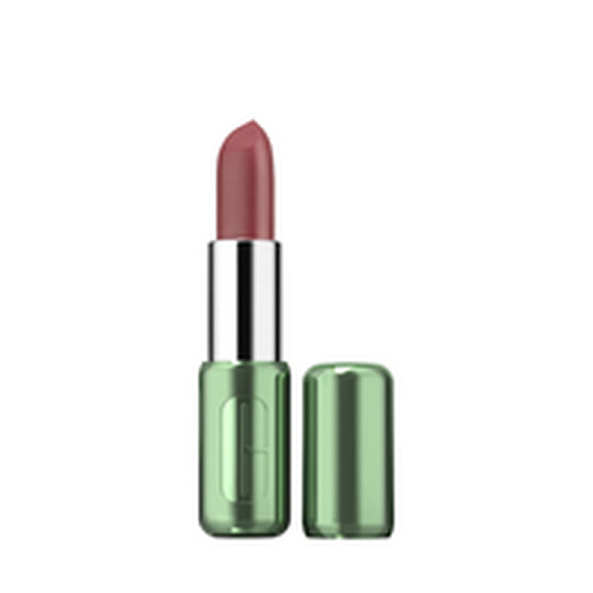 Rouge à lèvres Clinique POP LONGWEAR Clove Pop 3,9 g dans un tube vert, couleur rose nude.