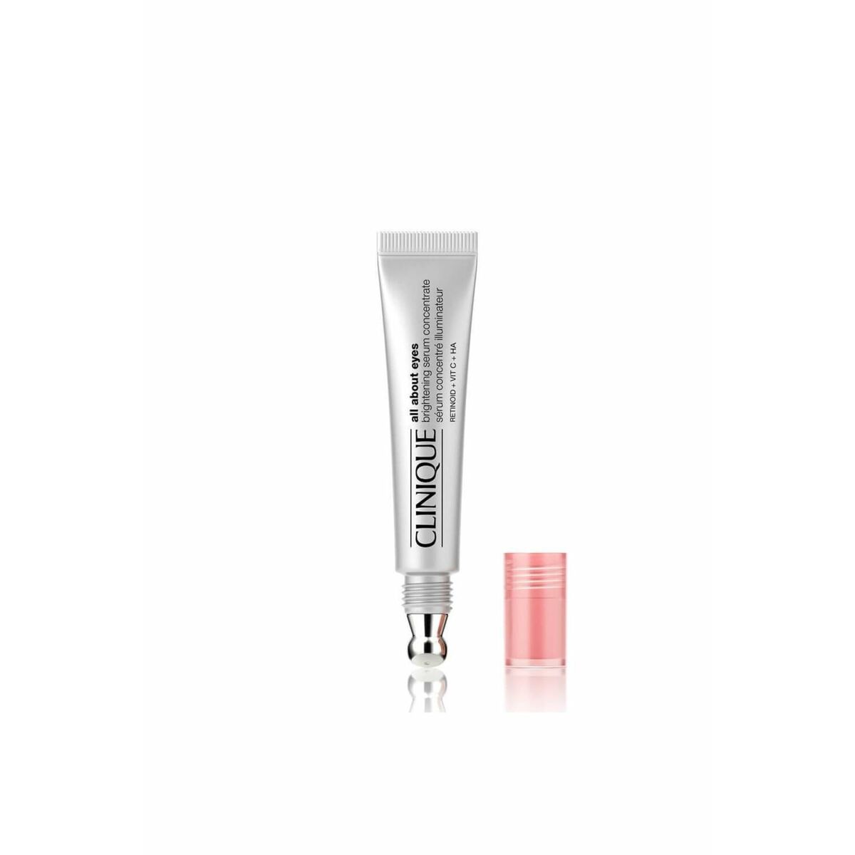 Sérum éclairant Clinique ALL ABOUT EYES 10 ml, tube doseur avec embout applicateur, produit cosmétique unisexe.