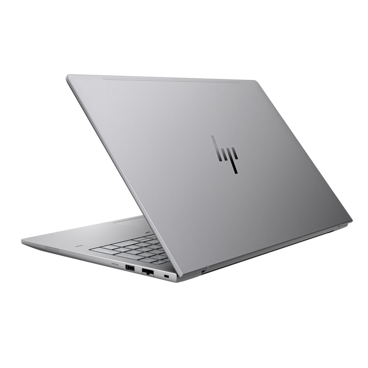 Poudres Compactes HP B72XCET#ABE laptop showing sleek silver design and rear view with integrated ports.