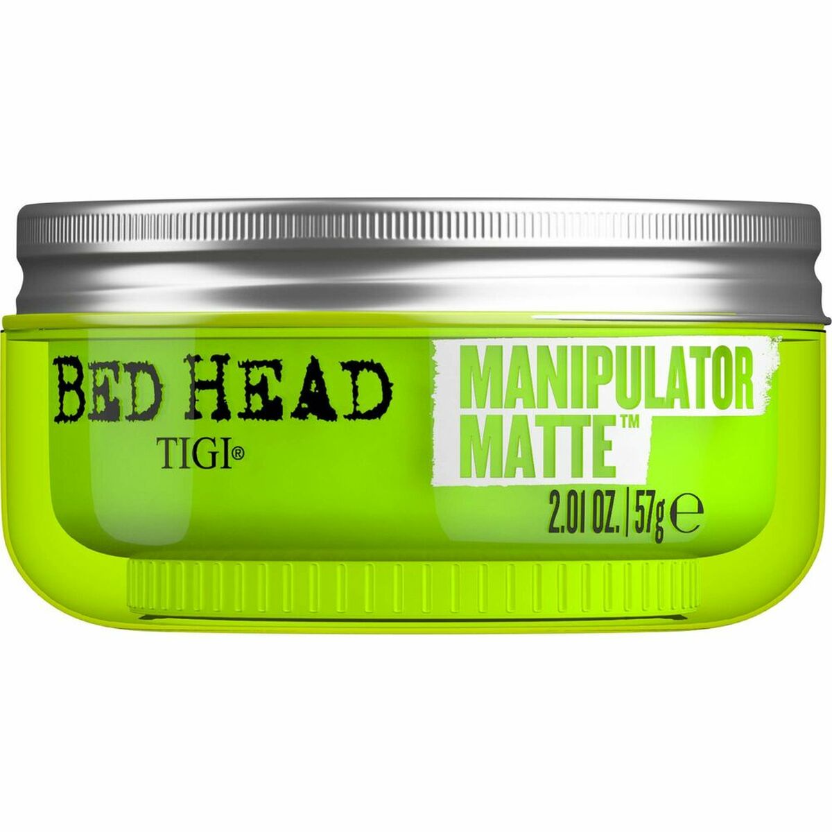 Cire tenue ferme Tigi Manipulator dans un pot vert fluo, 2 oz, idéale pour styliser et rehausser votre look.
