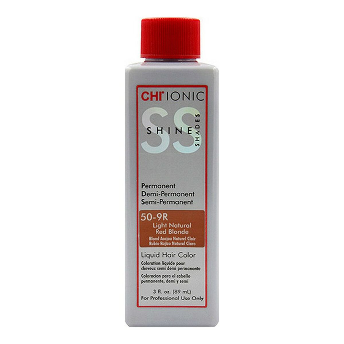 Teinture permanente Chi Ionic Shine Shades Farouk 50-9R pour un blond naturel léger, produit de coiffure professionnel.