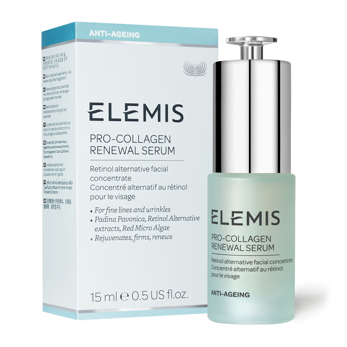 Sérum visage Elemis Collagen 15 ml pour anti-âge, améliore l'élasticité et réduit les rides, tous types de peau.