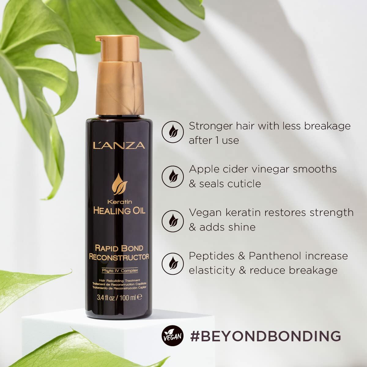 Crème stylisant L'ANZA Keratin Healing Oil 100 ml, revitalizes hair, reduces breakage, and enhances shine.