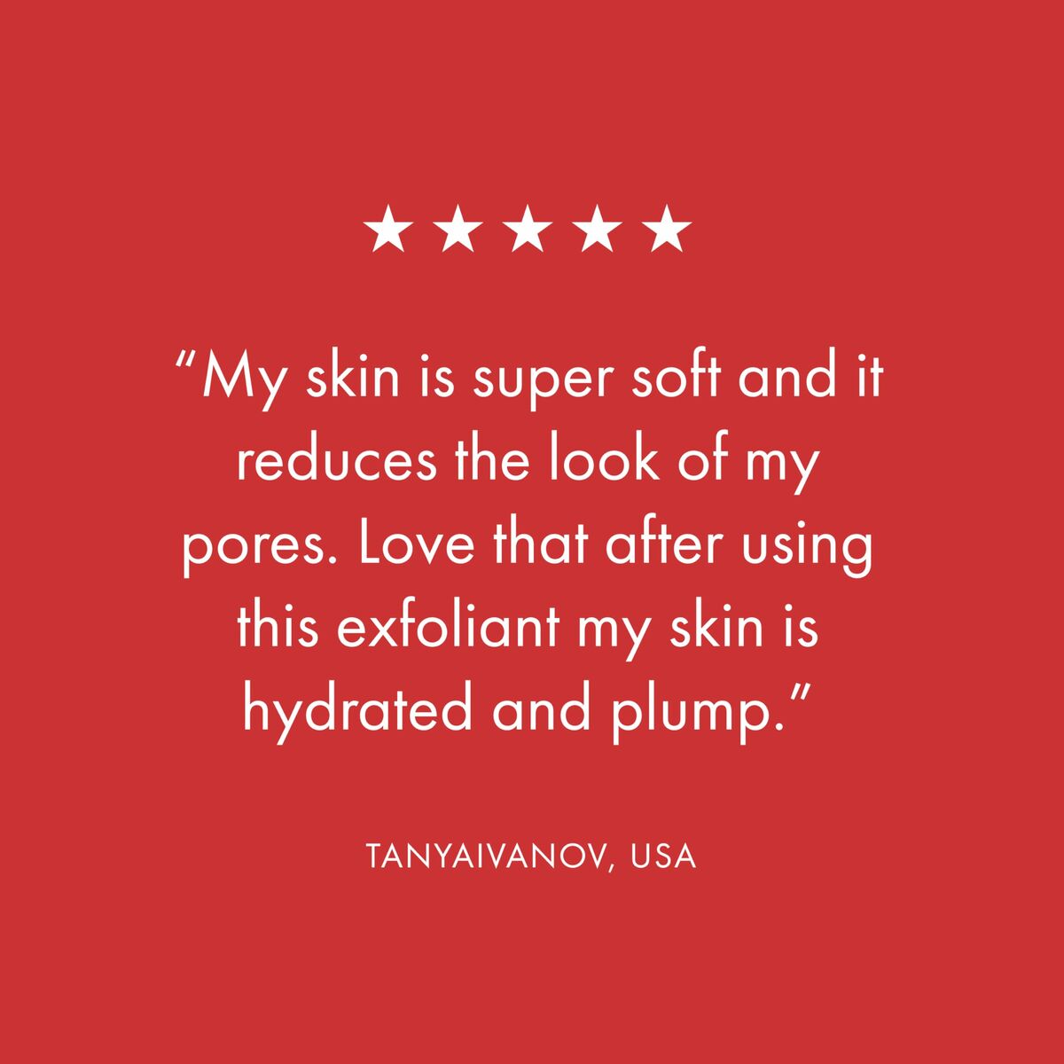 Customer review praising Tonique exfoliant Origins YOUTHTOPIA for soft, hydrated skin and reduced pore appearance.