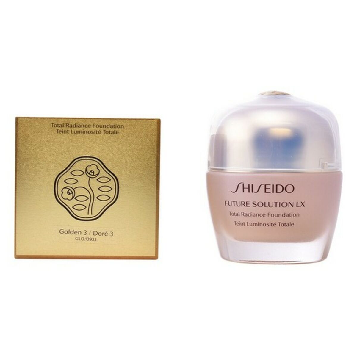 Base de Maquillage Crémeuse Shiseido, Teint Luminosité Totale, Golden 3, hydratation et éclat.