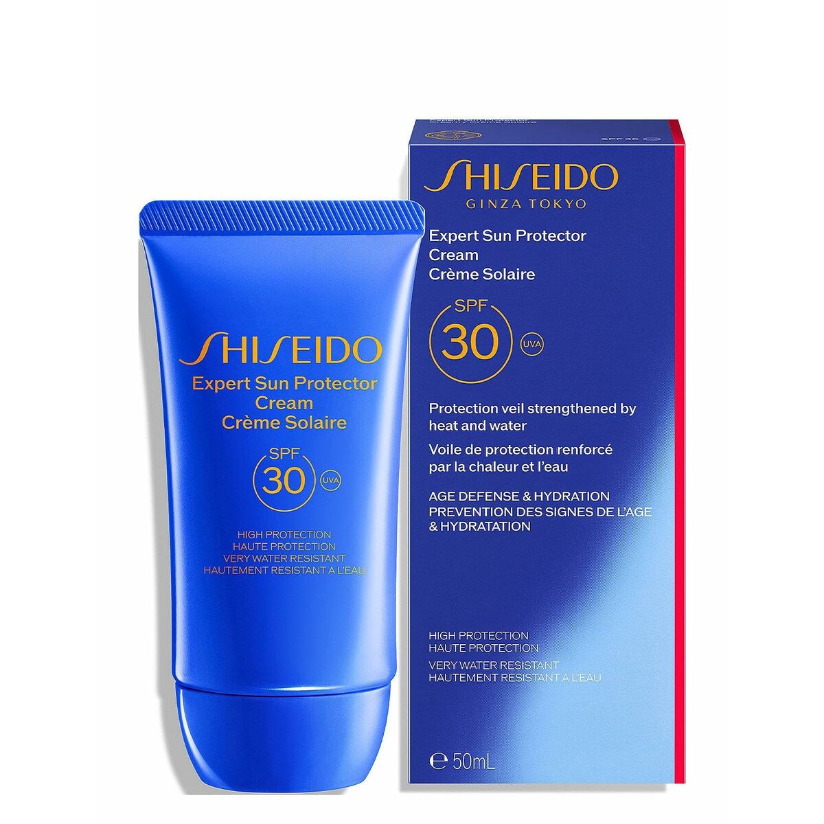 Protecteur solaire Shiseido Expert Sun SPF 30 50 ml, crème anti-âge, haute protection hydratante.