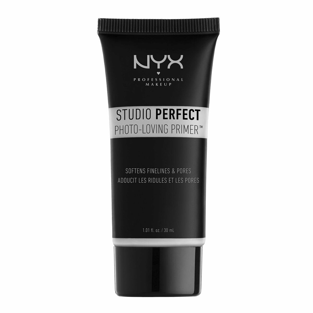 Tube de pré base de maquillage NYX Studio Perfect 30 ml, idéal pour adoucir les pores et ridules.