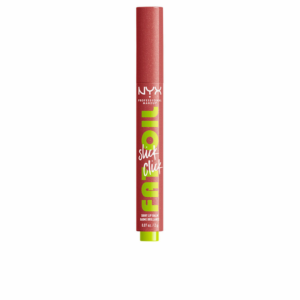 NYX Fat Oil Slick Click lip balm, 2g, shiny finish, vegan, non-sticky, long-lasting color