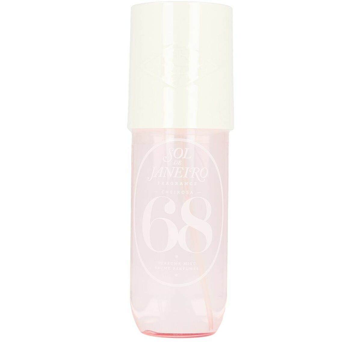 Parfum unisexe Sol De Janeiro CHEIROSA 240 ml flacon rose avec bouchon blanc, tendance estivale.