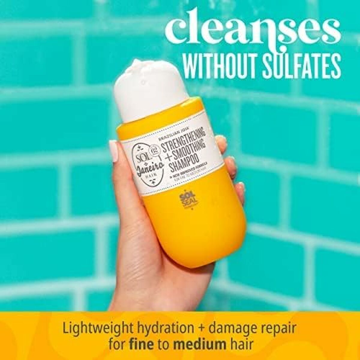 Shampooing lissant Sol De Janeiro BRAZILIAN JOIA 295 ml, vegan, sulfate-free for fine to medium hair.