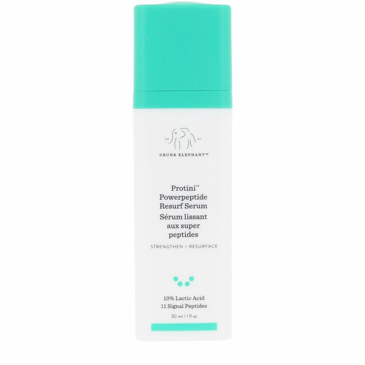 Sérum visage Drunk Elephant POWERPEPTIDE RESURF 30 ml, avec peptides puissants pour aérer et renforcer la peau.