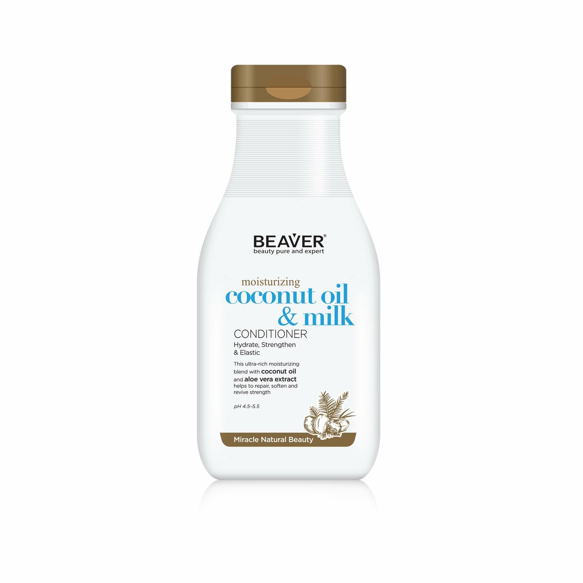 Après-shampooing Beaver Coconut Oil & Milk 350 ml, hydrate et renforce les cheveux secs et abîmés.