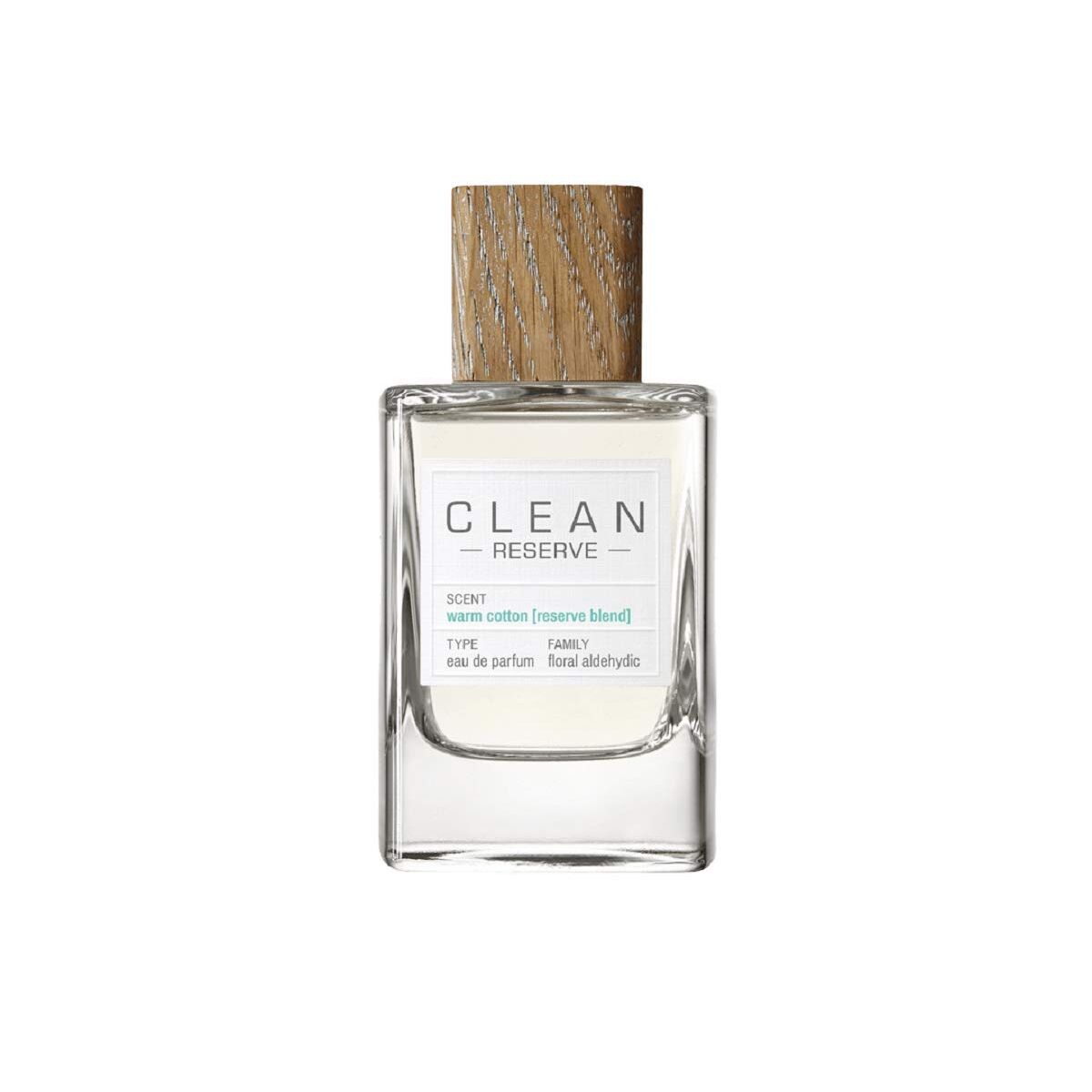 CLEAN Warm Cotton EDP 50 ml with a wooden cap showcasing its elegant design and floral scent.