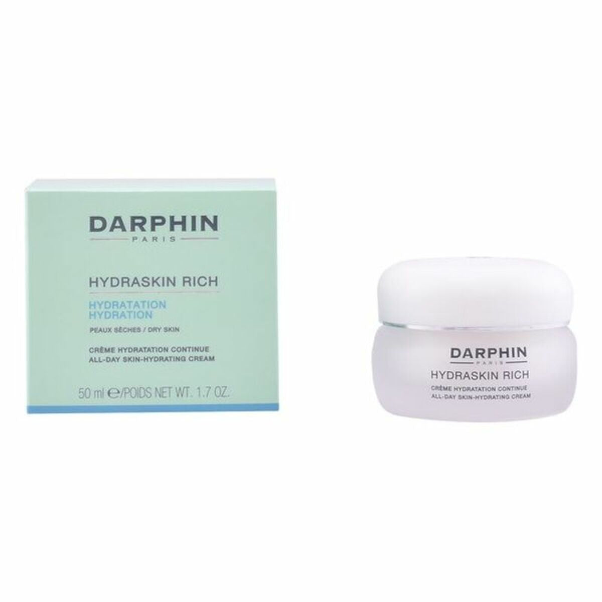 Crème visage nourrissante Hydraskin Rich Darphin 50 ml avec emballage, pour peau sèche et déshydratée.