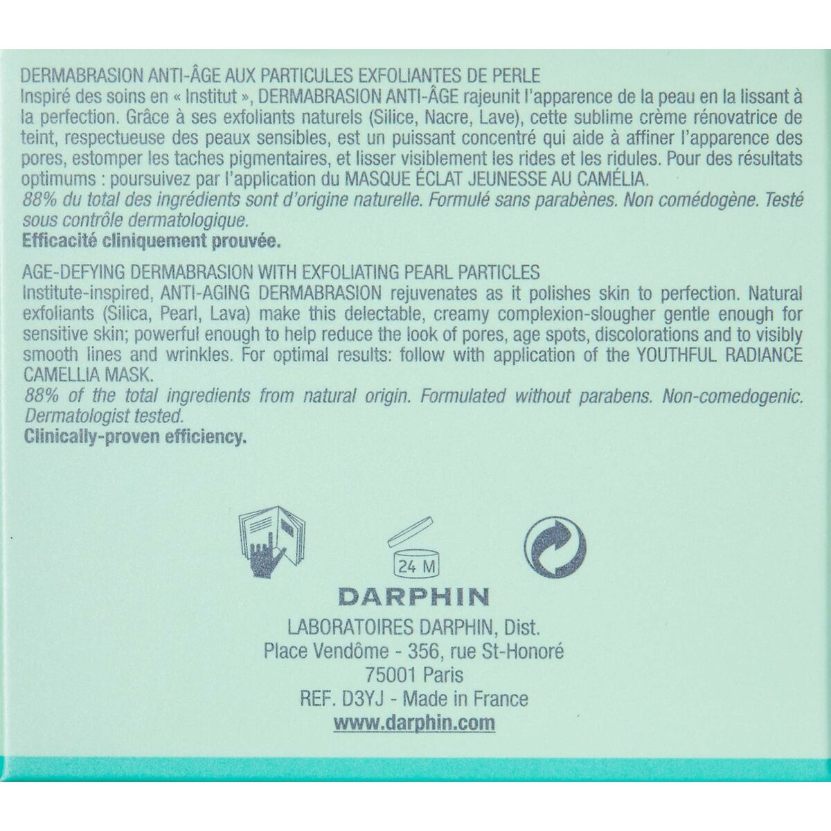 Crème de jour Darphin 50 ml, anti-aging exfoliating cream with natural ingredients for sensitive skin.