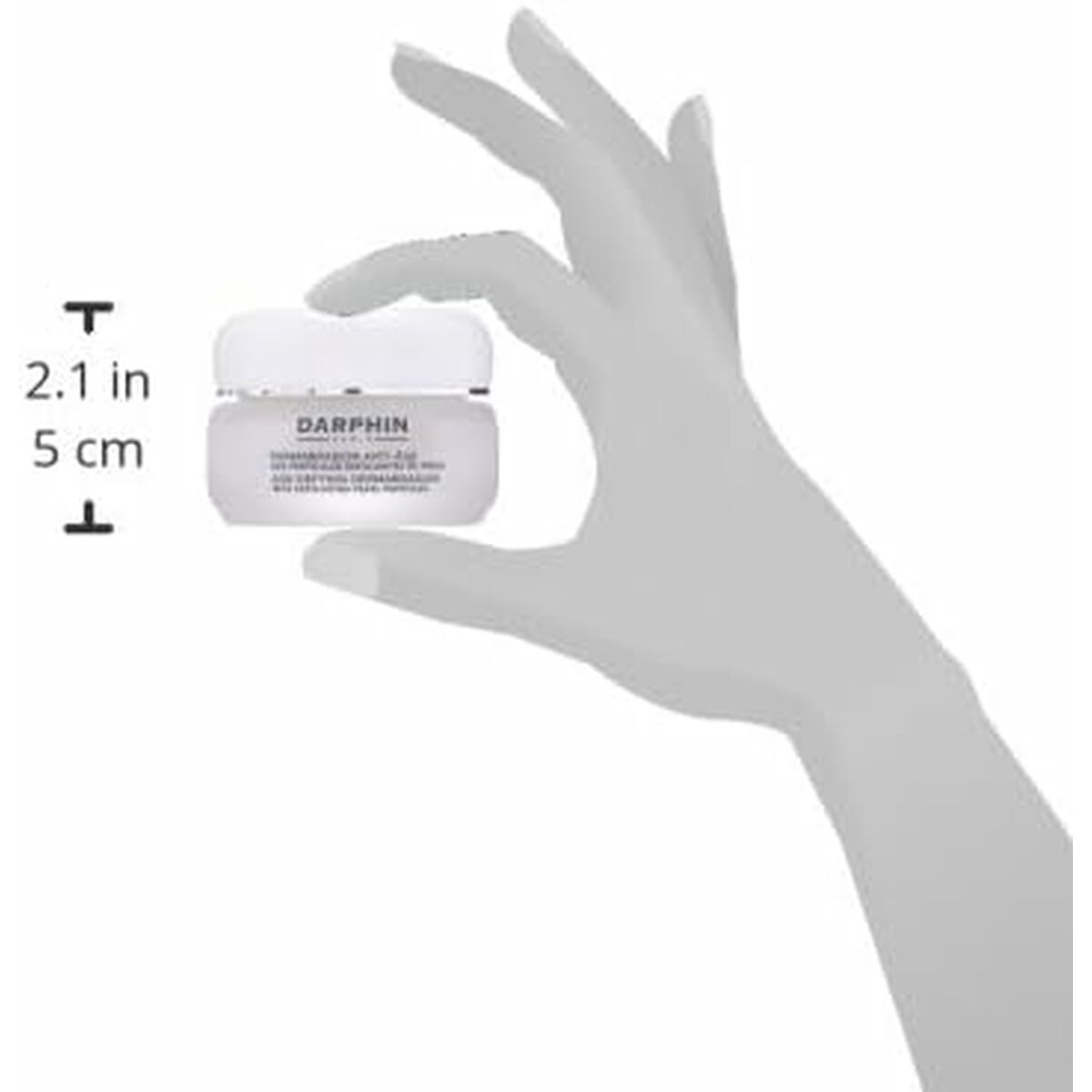 Crème de jour Darphin 50 ml held in hand, showcasing its compact size and elegant design for skincare enthusiasts.