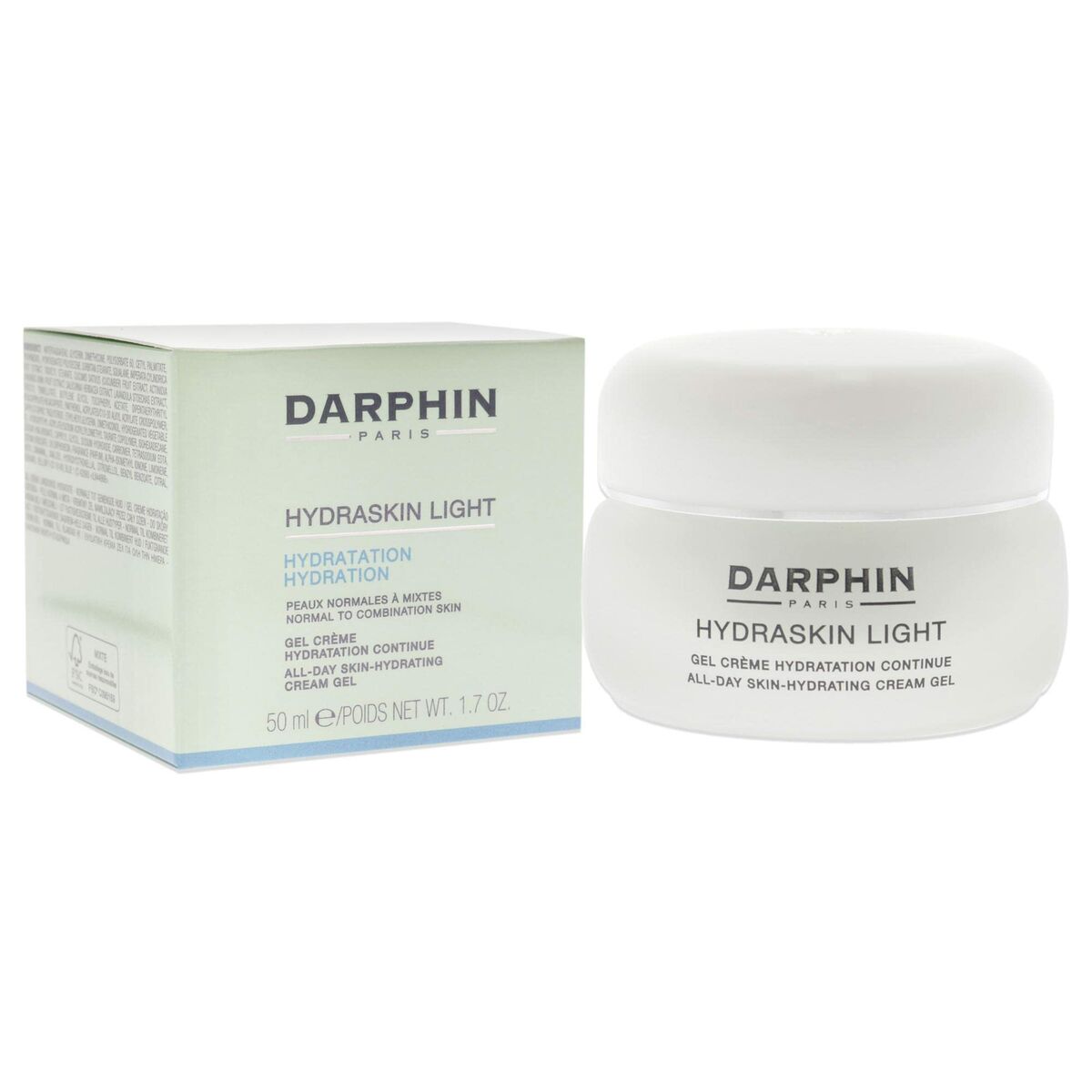 Darphin Hydraskin Light cream jar and box for intense skin hydration, 50 ml, suitable for all skin types.