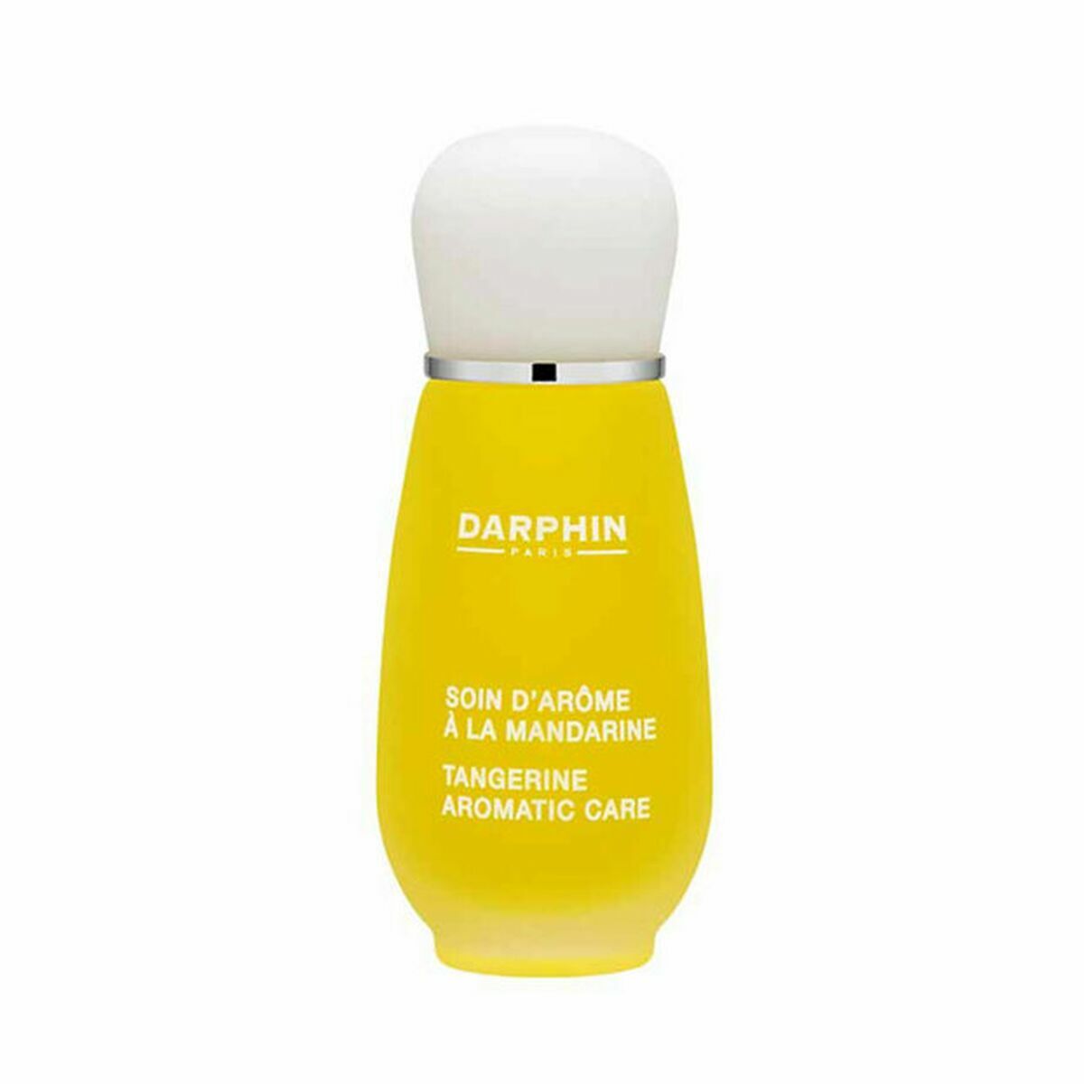 Darphin Tangerine Aromatic Care in a yellow bottle with white cap, offering aromatic skincare benefits.