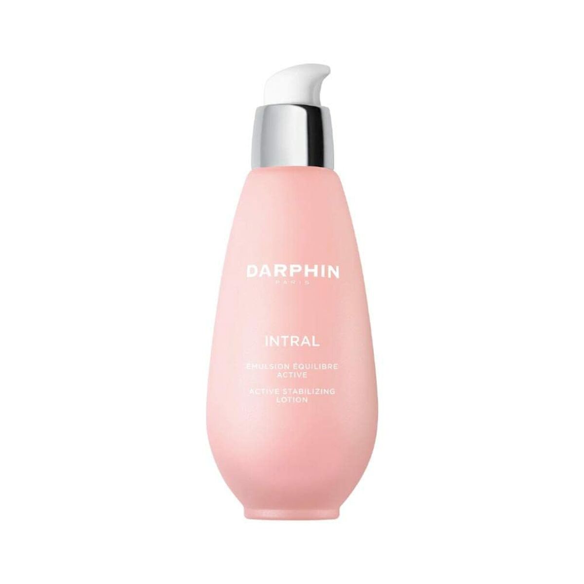 Lotion corporelle Darphin INTRAL, crème hydratante unisexe avec ingrédients naturels, flacon rose.