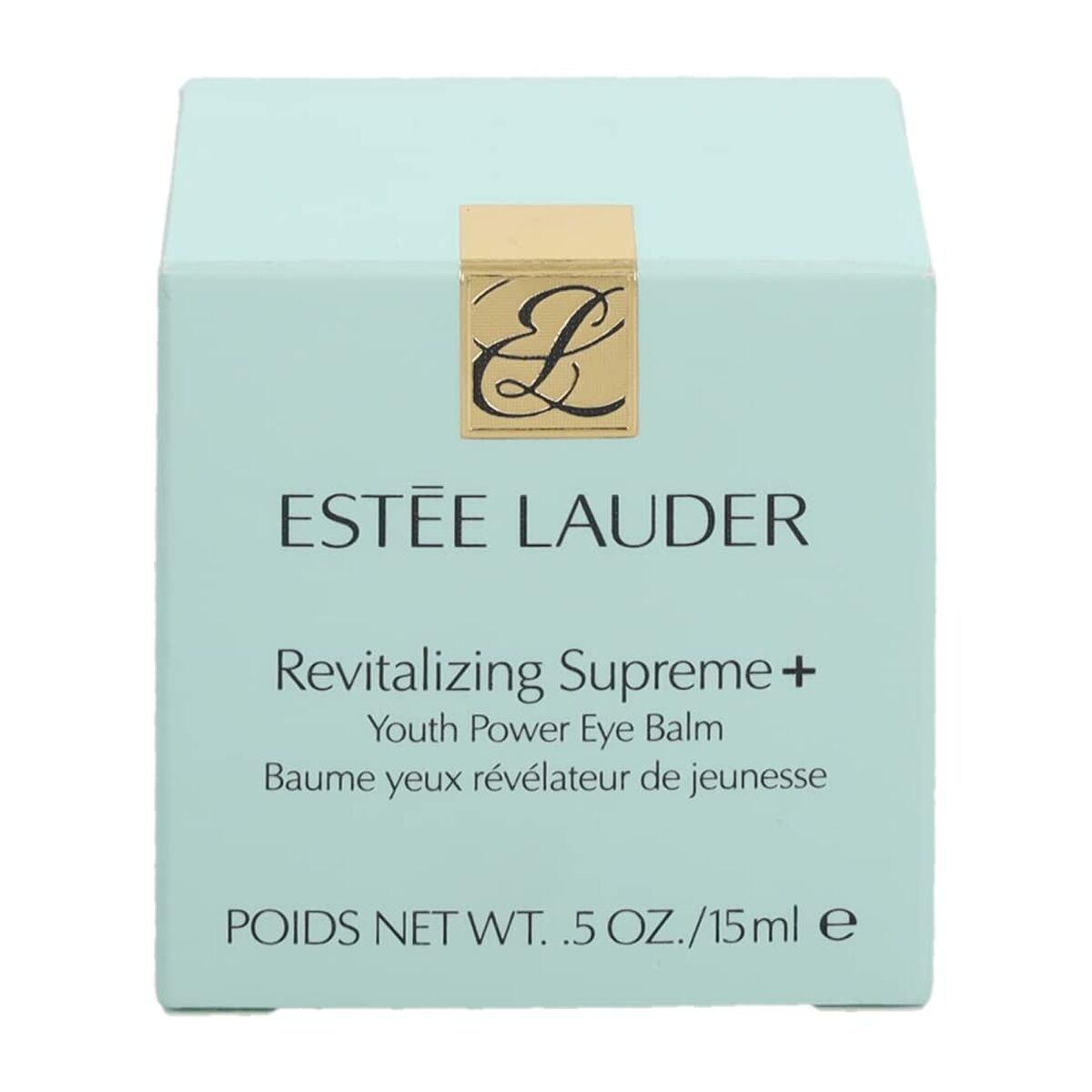 Estee Lauder Revitalizing Supreme+ Youth Power Eye Balm packaging, anti-aging eye cream in 15 ml container.