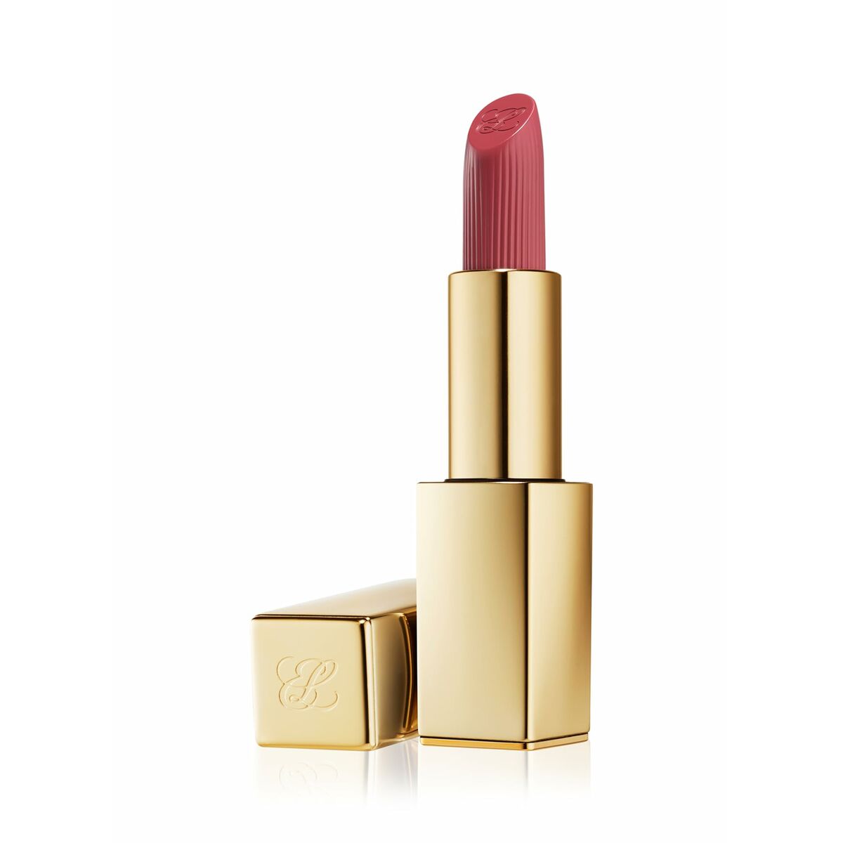 Rouge à lèvres Estee Lauder Pure Color Rebellious Rose dans un tube doré, 3,5 g de couleur séduisante.