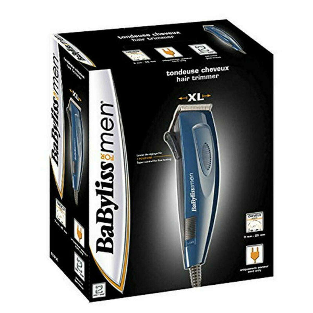 Tondeuse Babyliss E695E coffret, tondeuse cheveux bleu avec accessoires pour un coiffage de qualité.