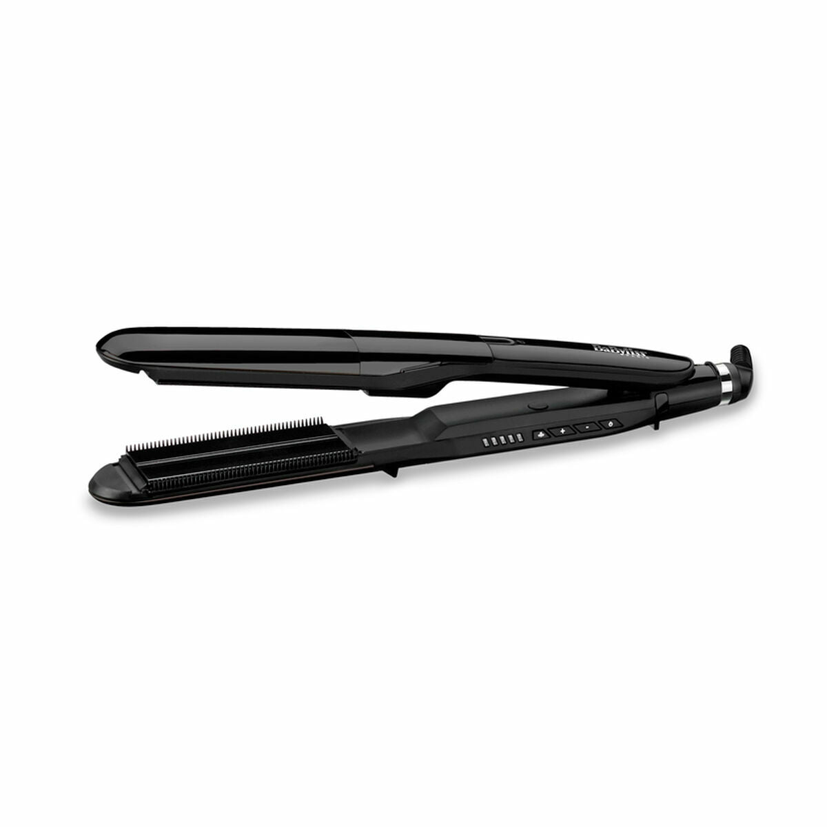 Lisseur à cheveux Babyliss ST492E noir avec revêtement en céramique et câble rotatif 360º, idéal pour un look stylé.