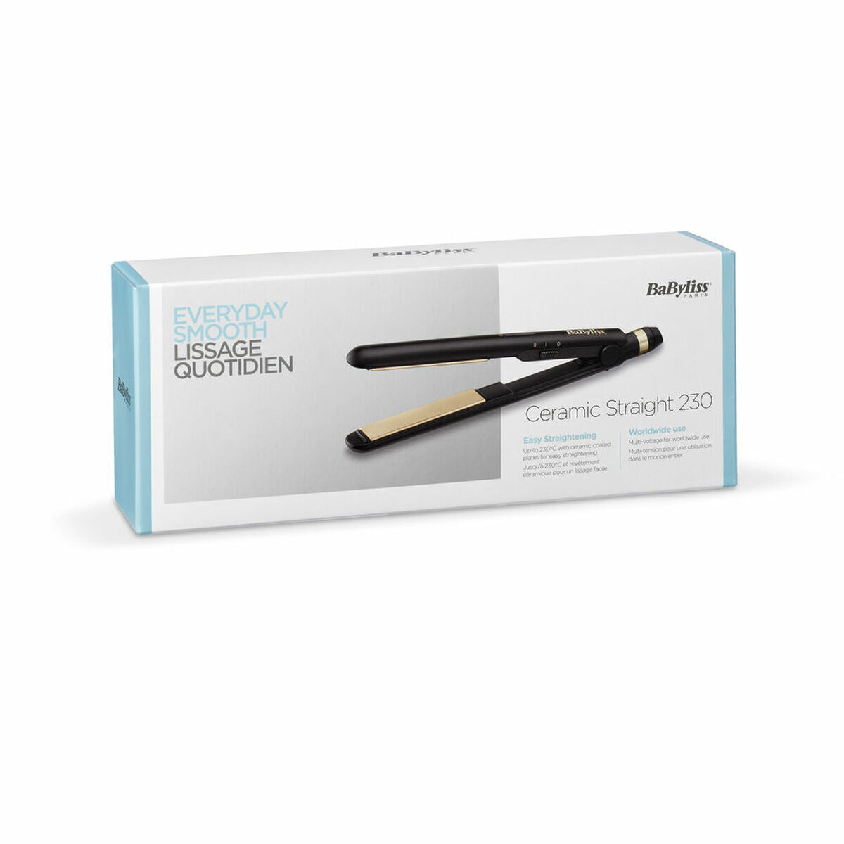 Lisseur à cheveux Babyliss ST089E, coloris noir, équipé d'un revêtement céramique et d'un câble rotatif 360º.