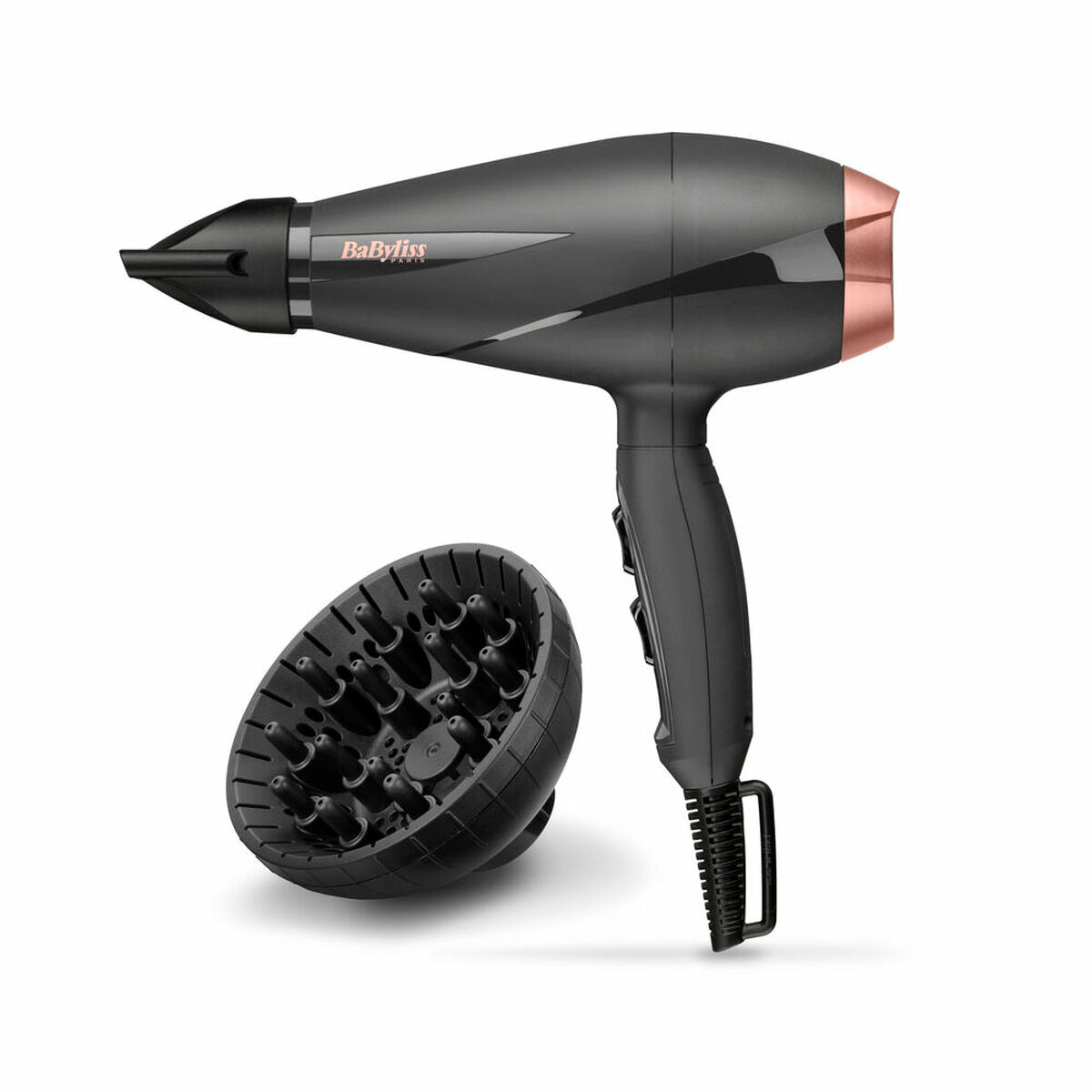 Sèche-cheveux Babyliss 6709DE 2100 W Noir Gris foncé avec diffuseur, design élégant et fonctionnalité ionique.