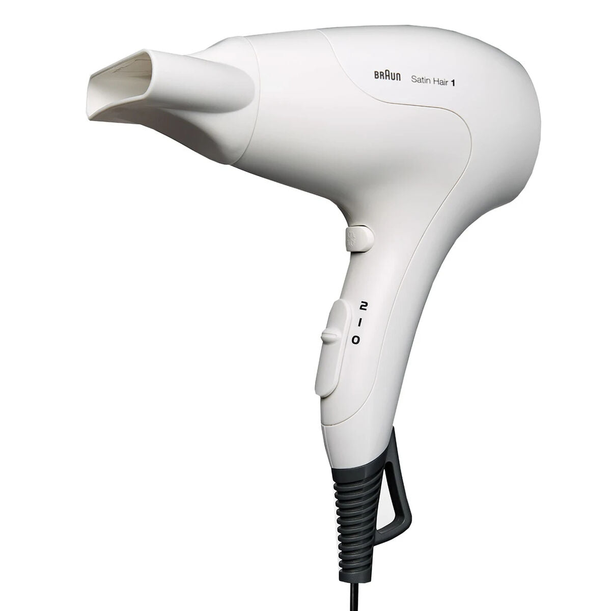 Sèche-cheveux Braun HD180 Blanc 1800 W, design élégant, fonction ionique et température réglable pour un séchage rapide.