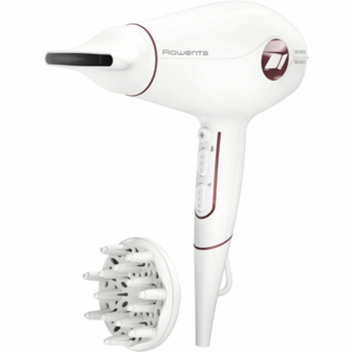 Sèche-cheveux Rowenta CV6135F0 blanc 2400W avec accessoire diffuseur, 2 vitesses et fonction ionique.