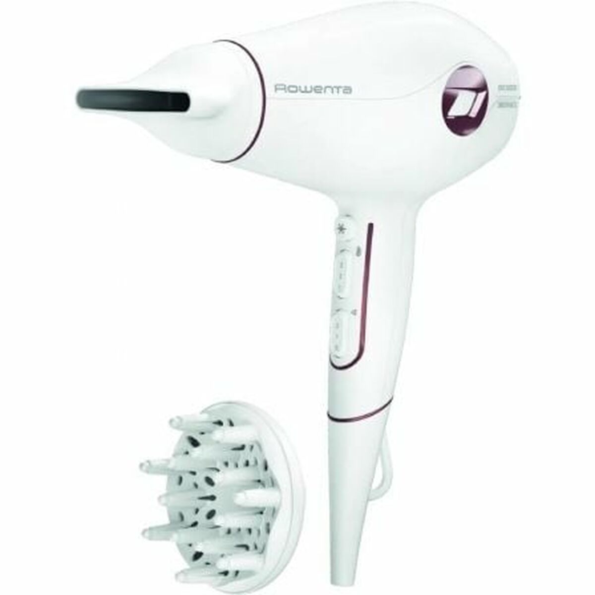Sèche-cheveux Rowenta CV6135F0 2400W blanc avec diffuseur, contrôle de température et 2 vitesses.