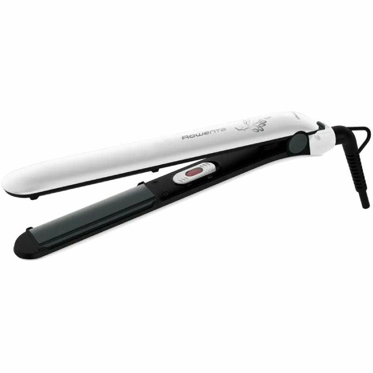 Lisseur à cheveux Rowenta Easyliss Pure Collection SF1628F0 en blanc et noir, conçu pour un coiffage facile et rapide.