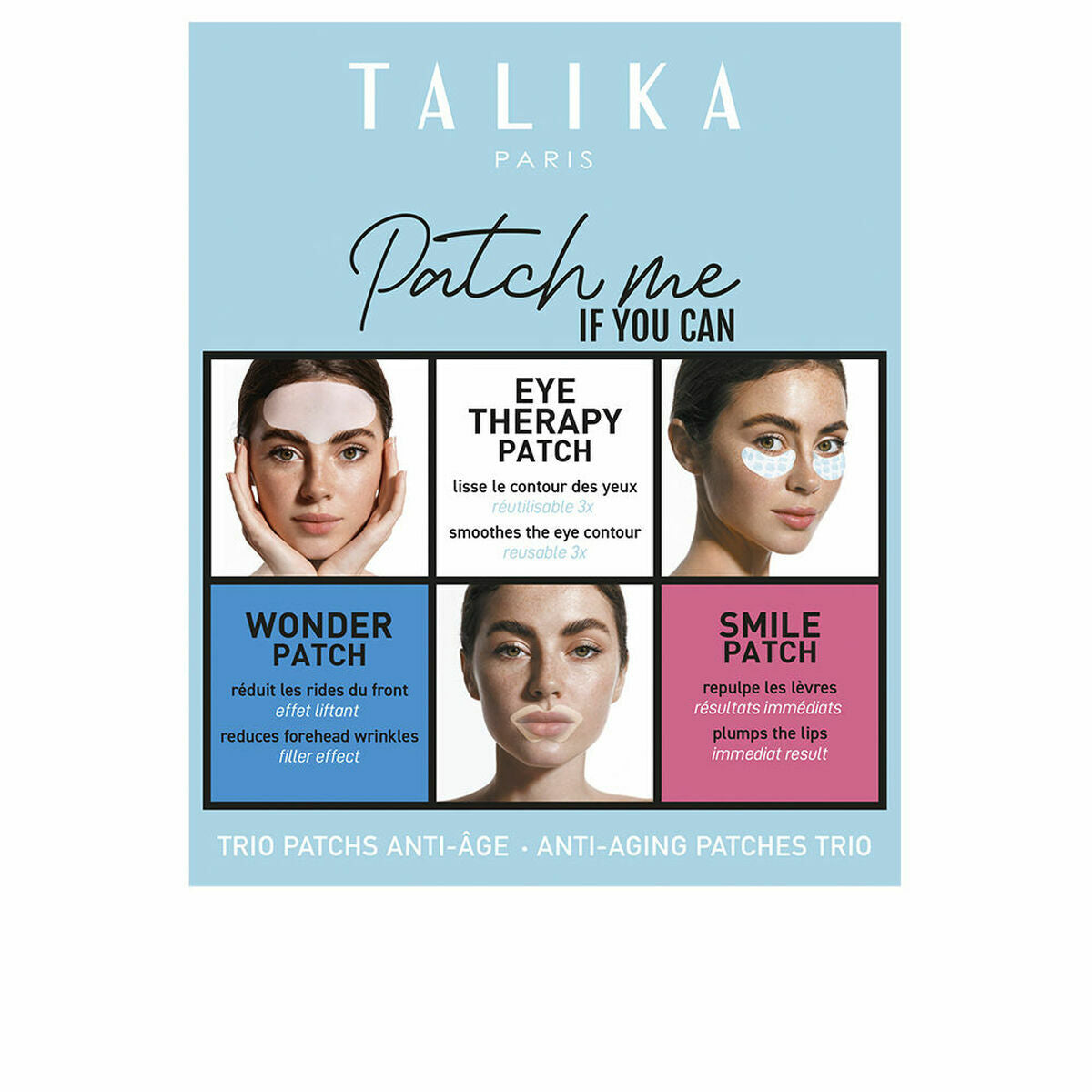 Lot Talika WONDER PATCH set featuring 3 anti-aging patches for youthful skin and enhanced beauty.