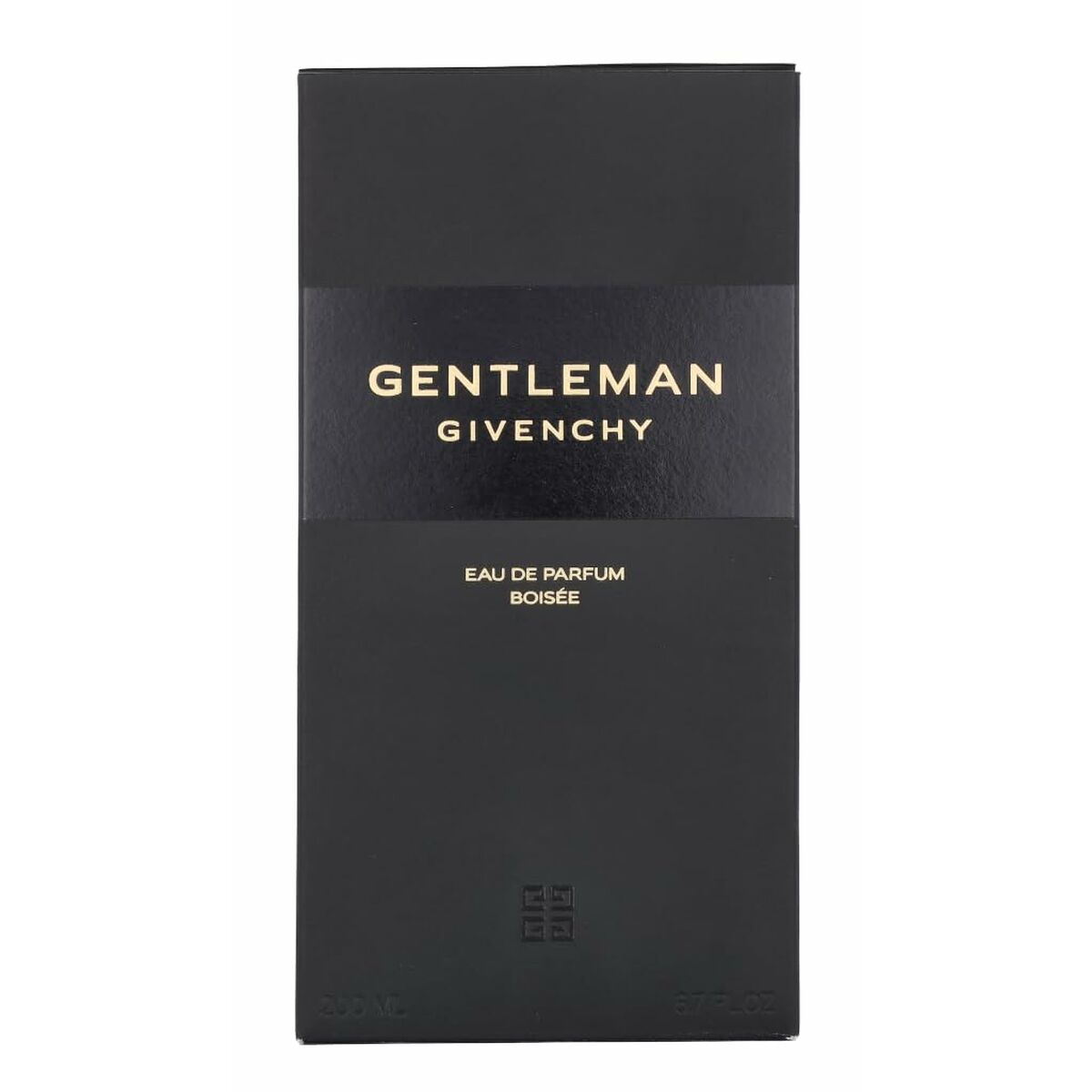 Givenchy Gentleman Boisée Eau de Parfum packaging, a 200 ml bottle for women, elegant black design.