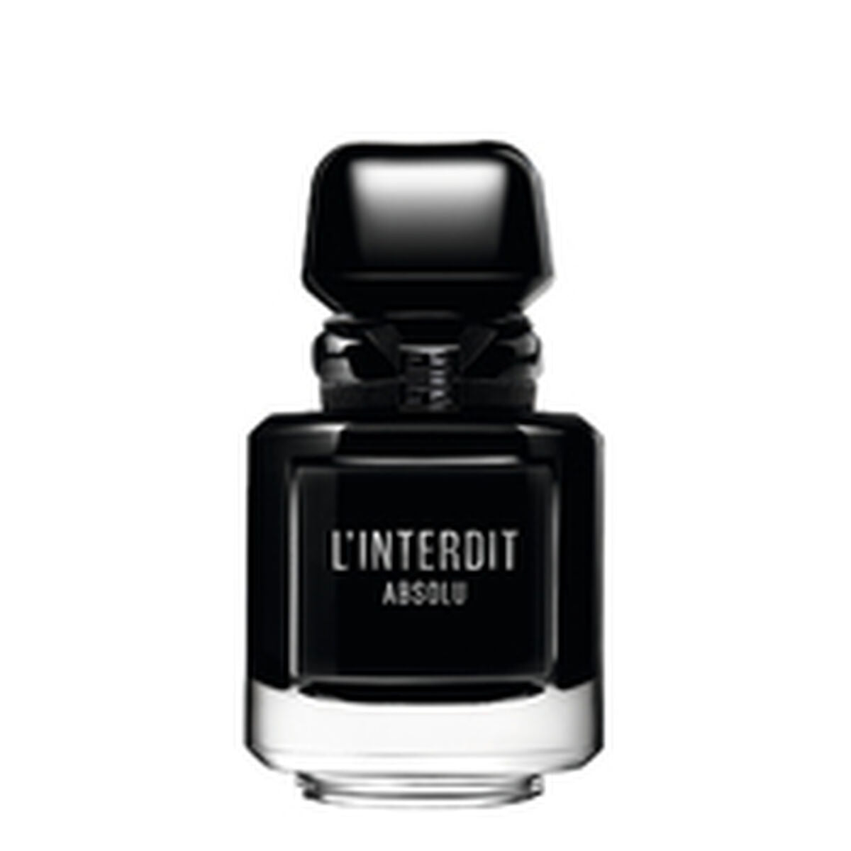 Parfum Femme Givenchy L'Interdit Absolu 35 ml, flacon noir élégant avec bouchon distinctif.