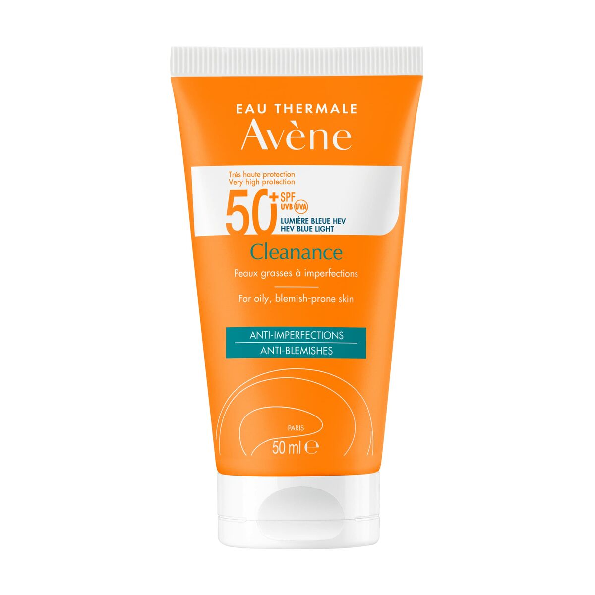 Lotion corporelle Avene Cleanance 50 ml, crème anti-imperfections, protection solaire pour peau grasse et sujette à l'acné.