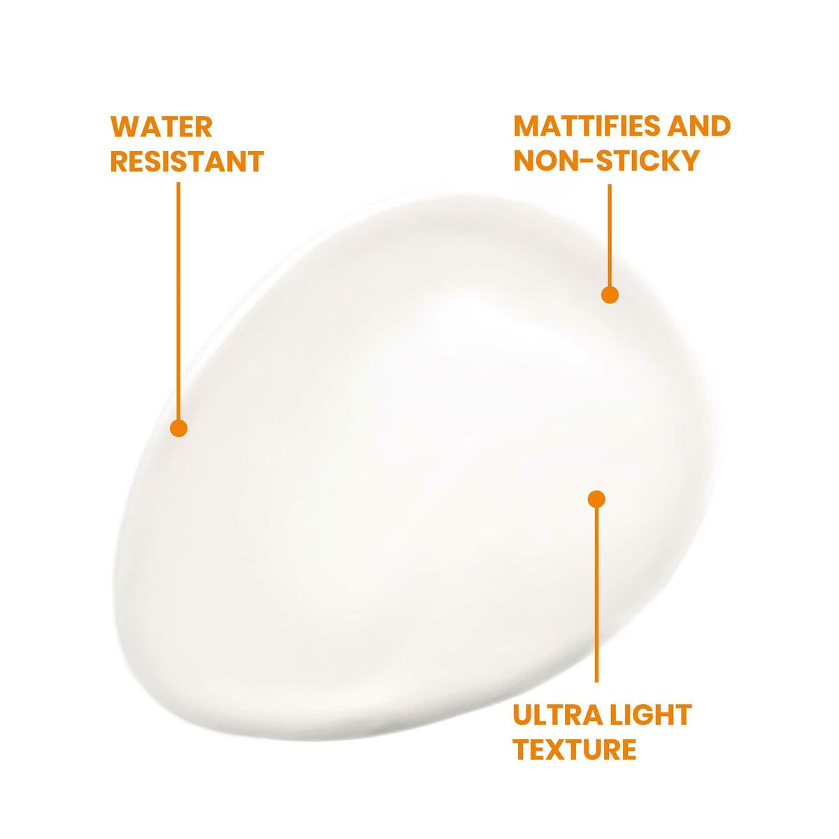 Texture of Avene Cleanance Lotion showing water-resistant, mattifying, and ultra-light properties.