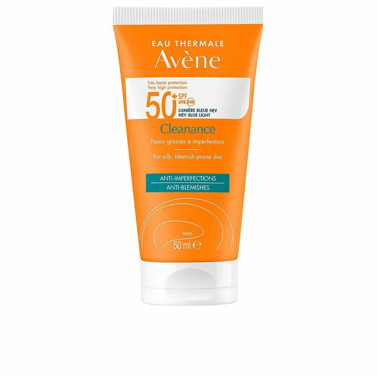 Lotion corporelle Avene Cleanance 50 ml, crème solaire anti-imperfections pour peau grasse et sujette à l'acné.