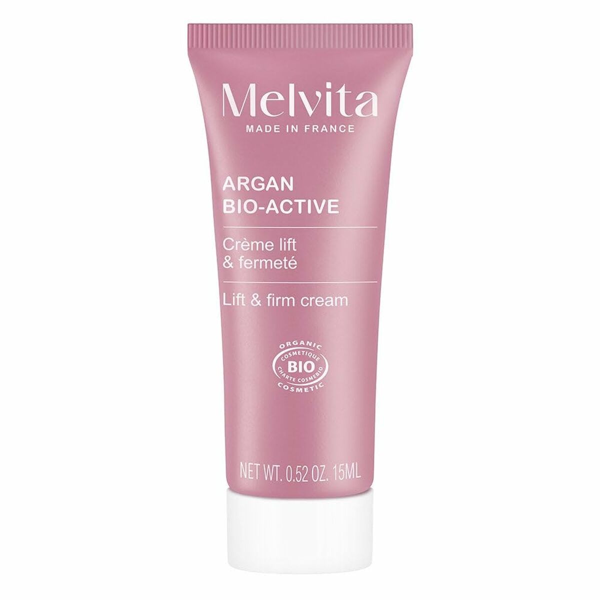 Crème visage Melvita ARGÁN BIO, crème lift et fermeté en tube de 15 ml, fait en France, cosmétique bio.